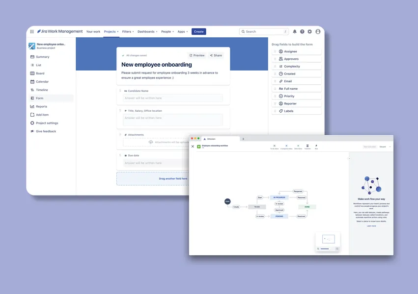 screenshots of JSM for HR