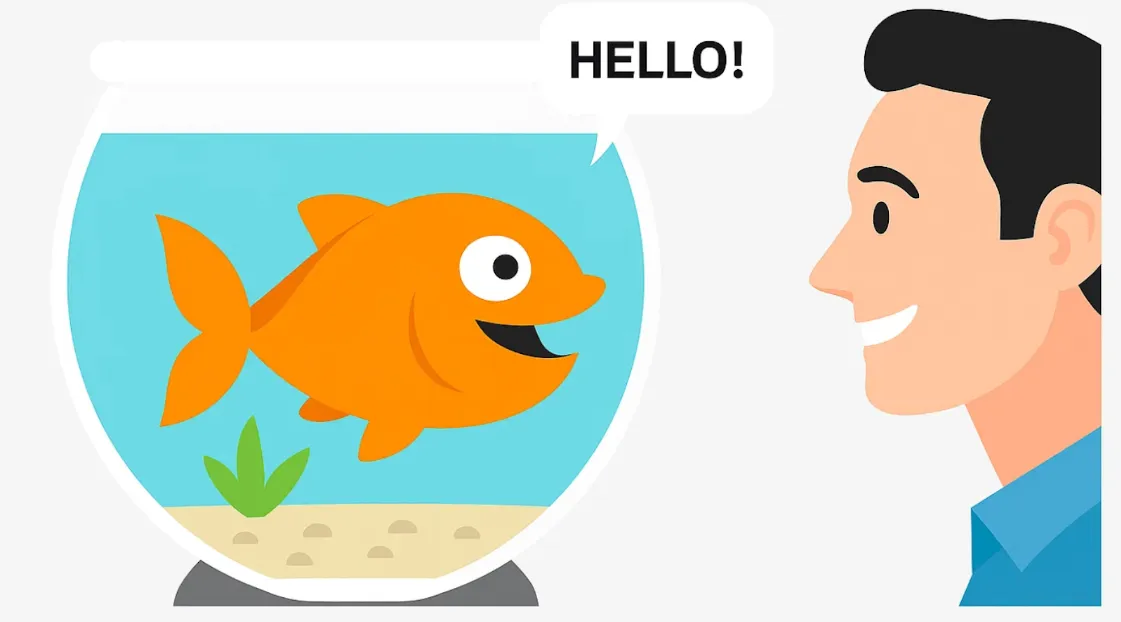 person talking to a goldfish