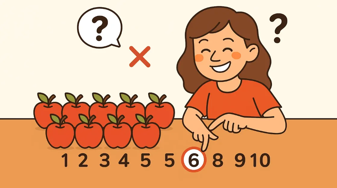 person unable to count the correct number of apples