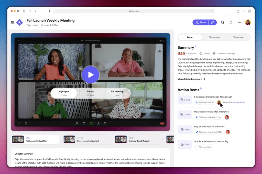 Interactive transcript
