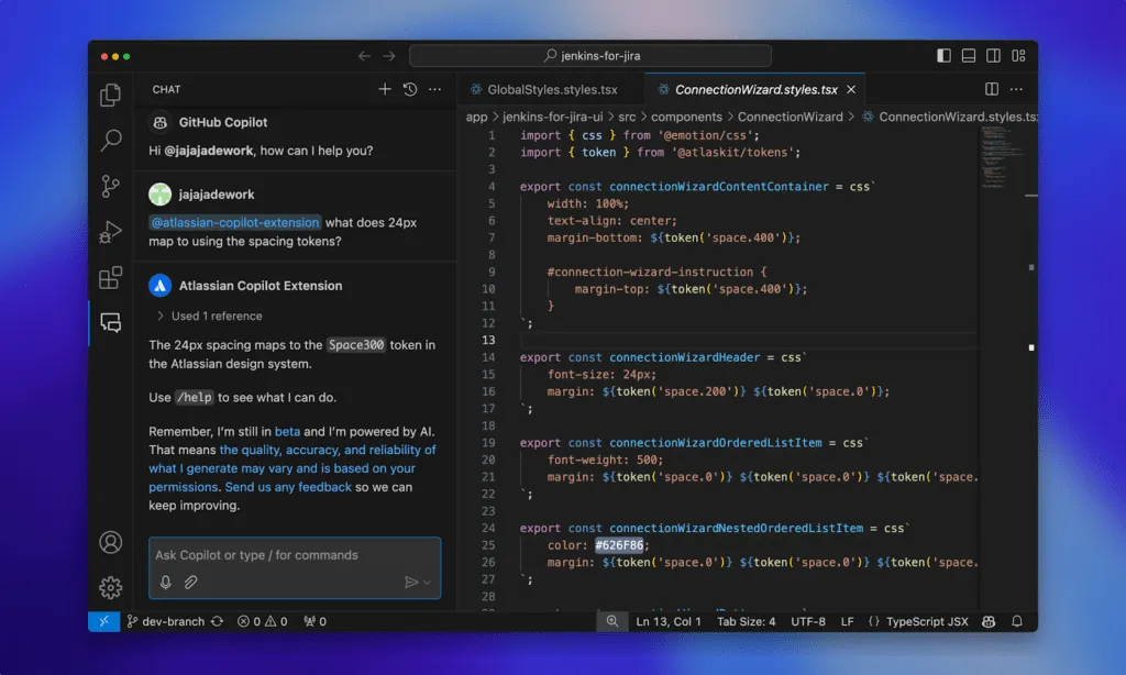 github rovo connector in app view