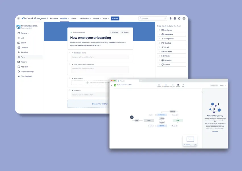 screenshots of JSM for HR