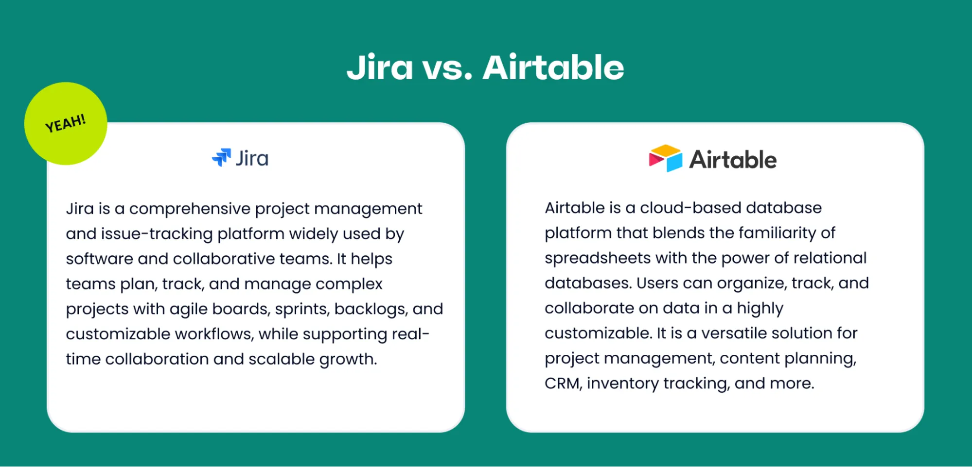 Jira vs. Airtable inforgaphic