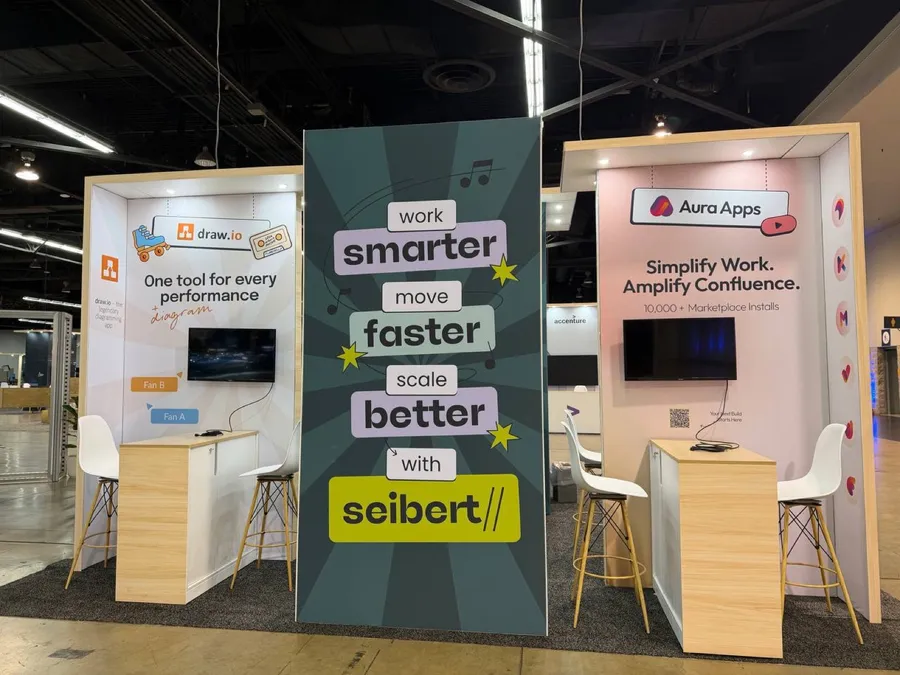 The Seibert booth at Atlassian Team '26: work smarter, move faster, scale better