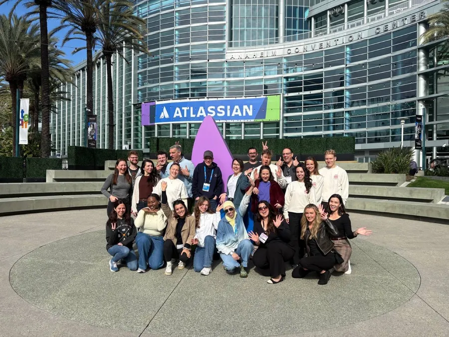 The Seibert team in front of the Anaheim Convention Center at Atlassian Team '26